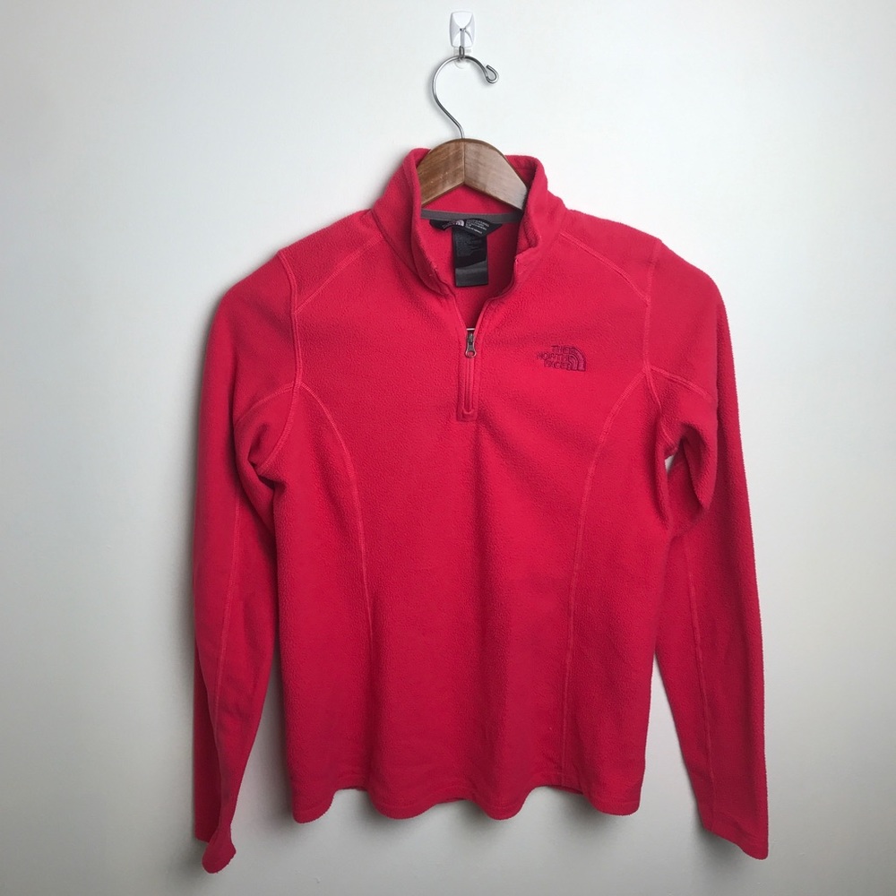 The North Face Women's, pink, 3/4 zip pullover fleece sweater, sz S